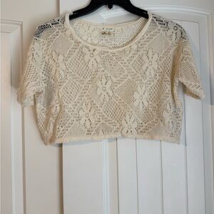 Hollister Ivory Lace Crop Top